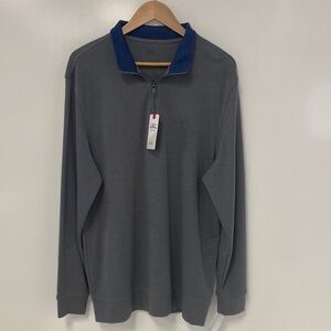 Men's Izod Gray Zip-Up Sweater with Blue Collar